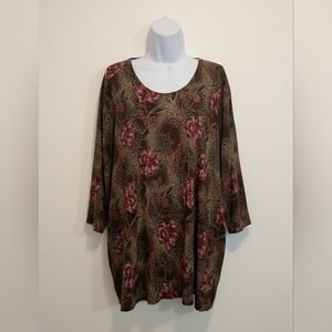 Maggie Barnes Blouse Women's 5X Floral Grunge Whimsigoth Flowy Lightweight